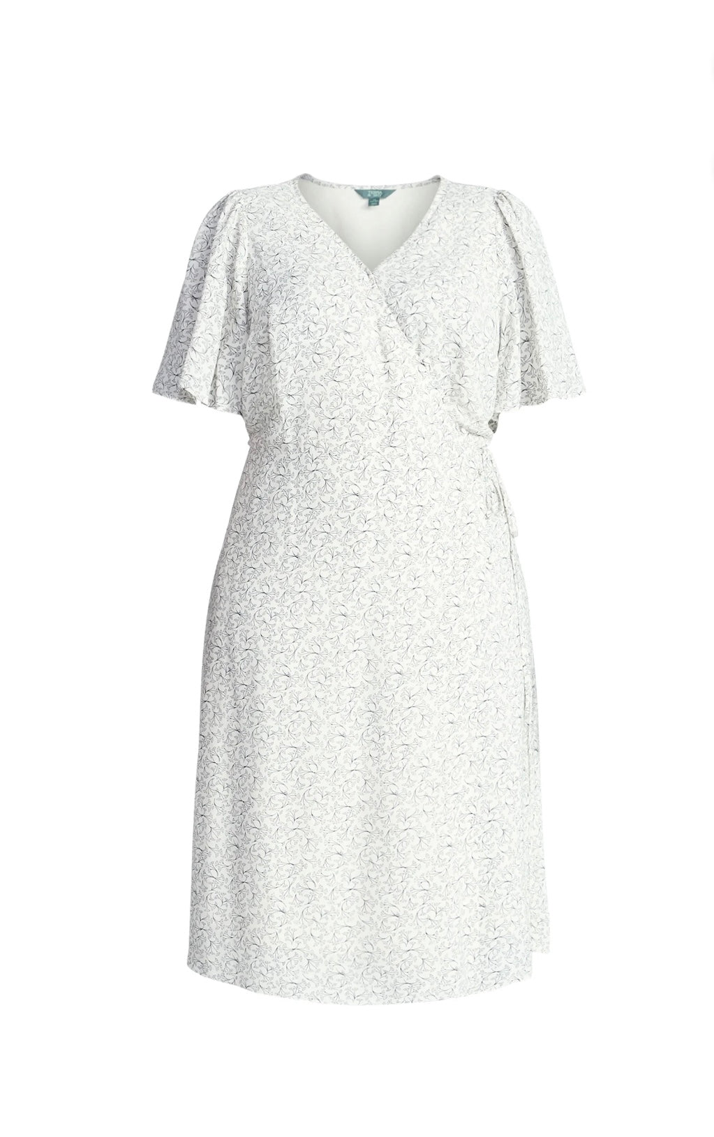 Terra & Sky Women's Plus Size Midi Wrap Dress with Elbow Sleeves