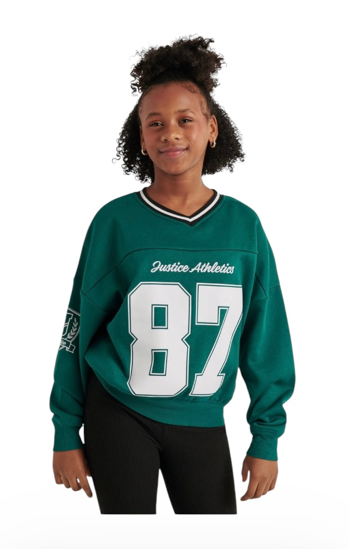 Justice Girls Varsity V-neck Sweatshirt