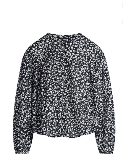 Scoop Women's Flowy Cotton Blouse with Long Sleeves