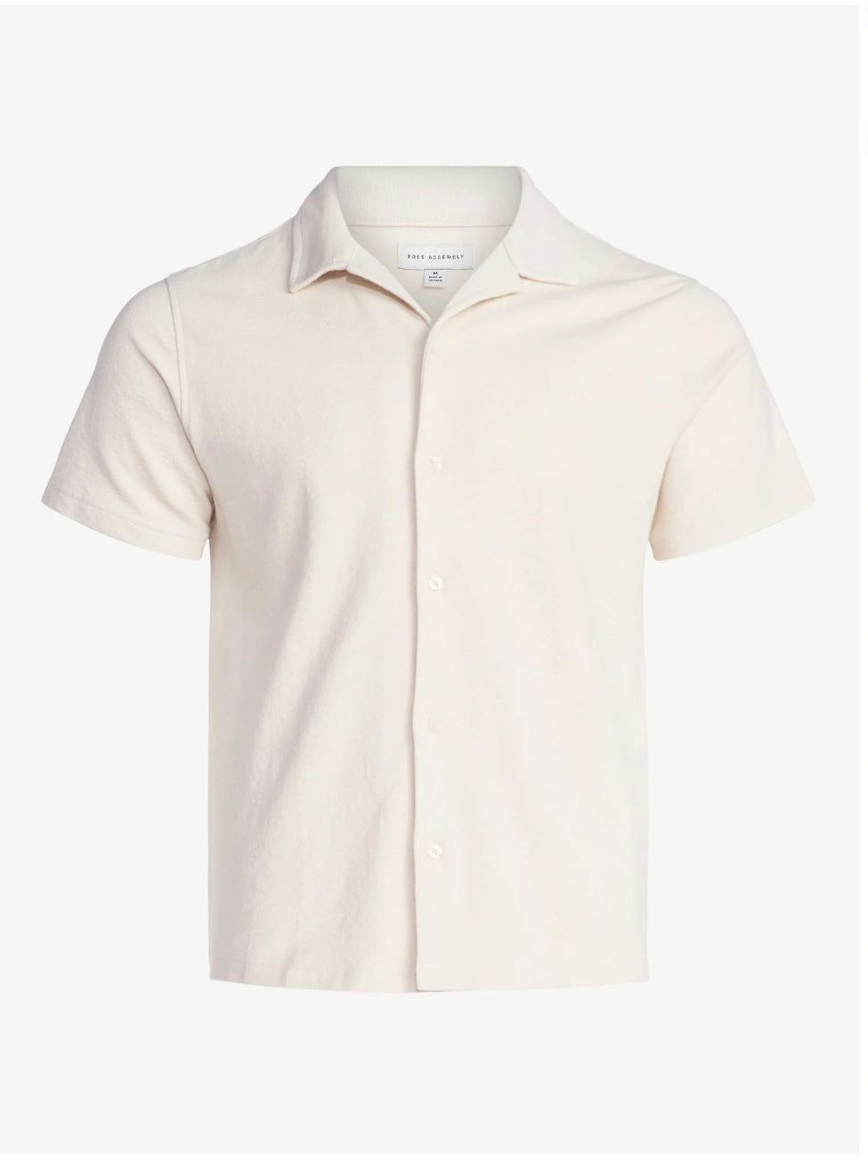 Free Assembly Men's Textured Cotton Camp Shirt with Short Sleeves