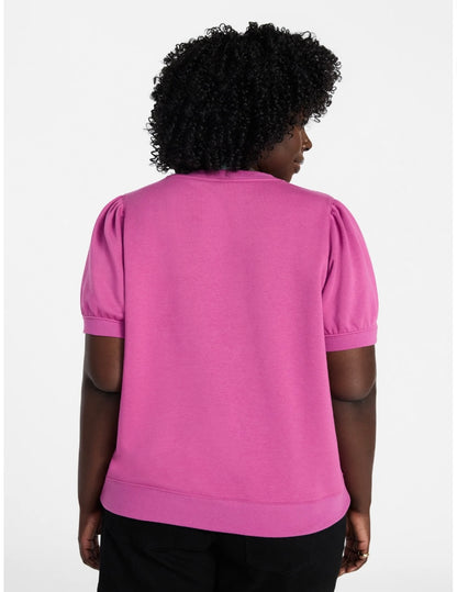 Terra & Sky Women's Plus Size Sweatshirt with Short Puff Sleeves
