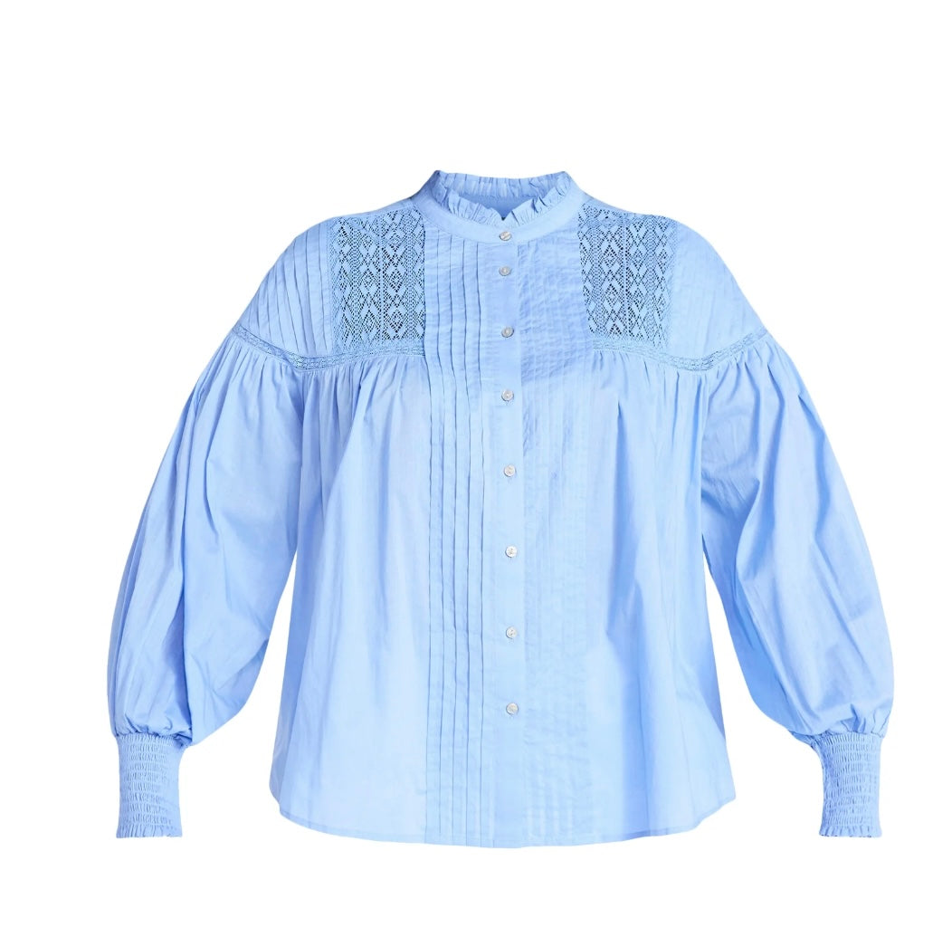 Terra & Sky Women's Plus Size Lace Inset Blouse with Long Sleeves