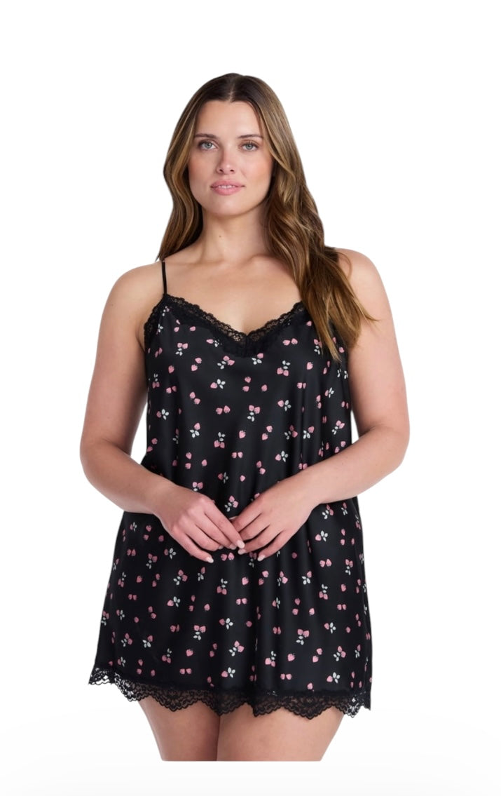 Lace Trim Stretch Satin Chemise for Women from Joyspun