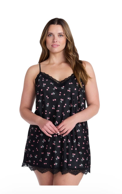 Lace Trim Stretch Satin Chemise for Women from Joyspun