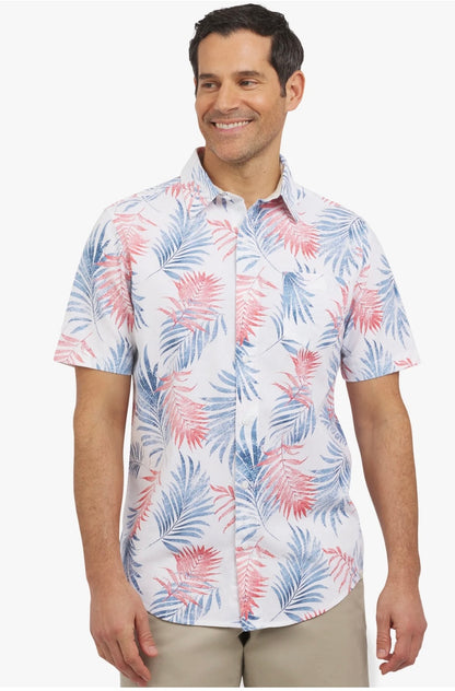 Chaps Men’s Linen-Blend Printed Woven Shirt