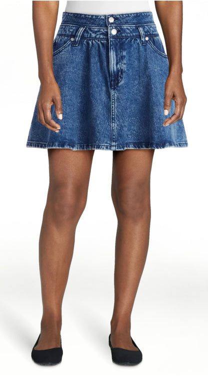 Scoop Women's Denim Mini Skirt with Double Waistband