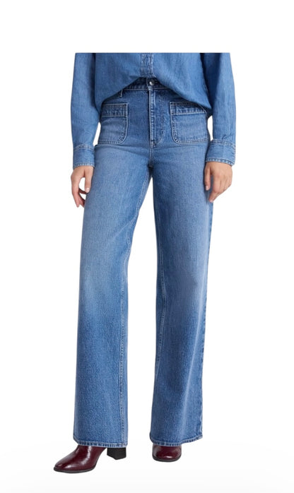 Wide Leg Patch Pocket Jeans for Women from Free Assembly