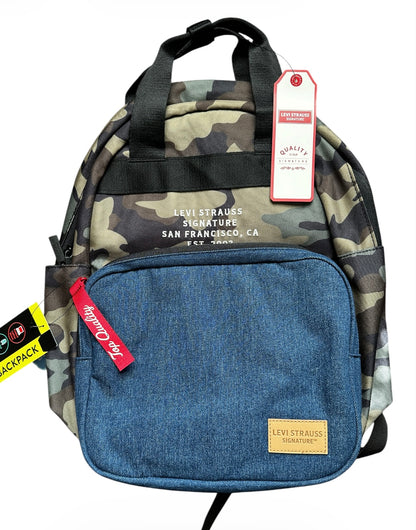 Levi’s Strauss Signature 17” Mens Fashion Backpack, Camo/Denim