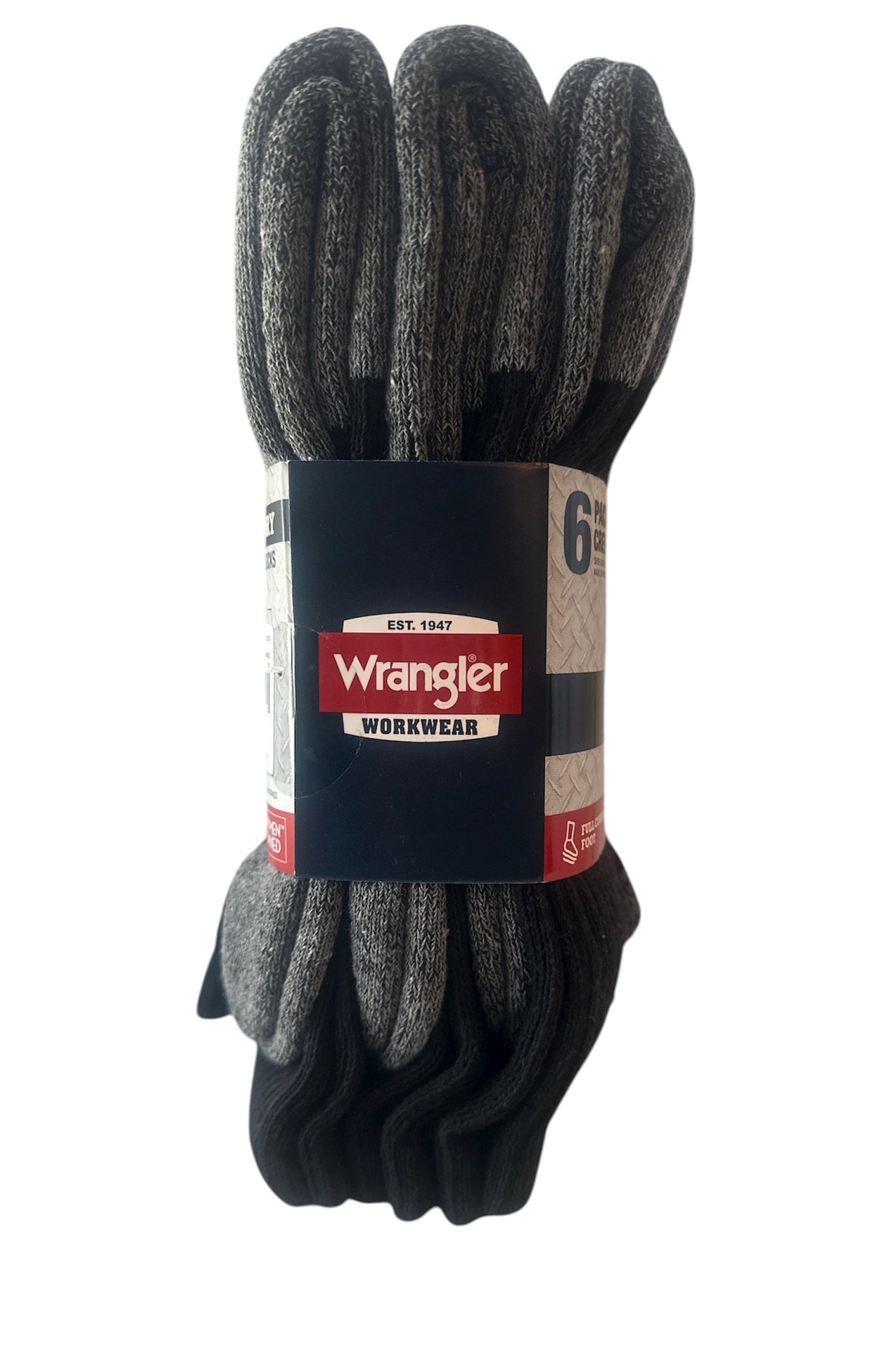 Wrangler Men’s Cushion Crew Socks – 6 Pack, Black