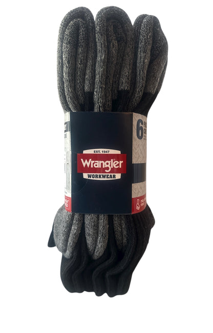 Wrangler Men’s Cushion Crew Socks – 6 Pack, Black