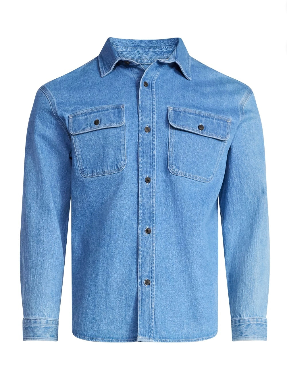 Free Assembly Men's Heavyweight Denim Overshirt with Long Sleeves