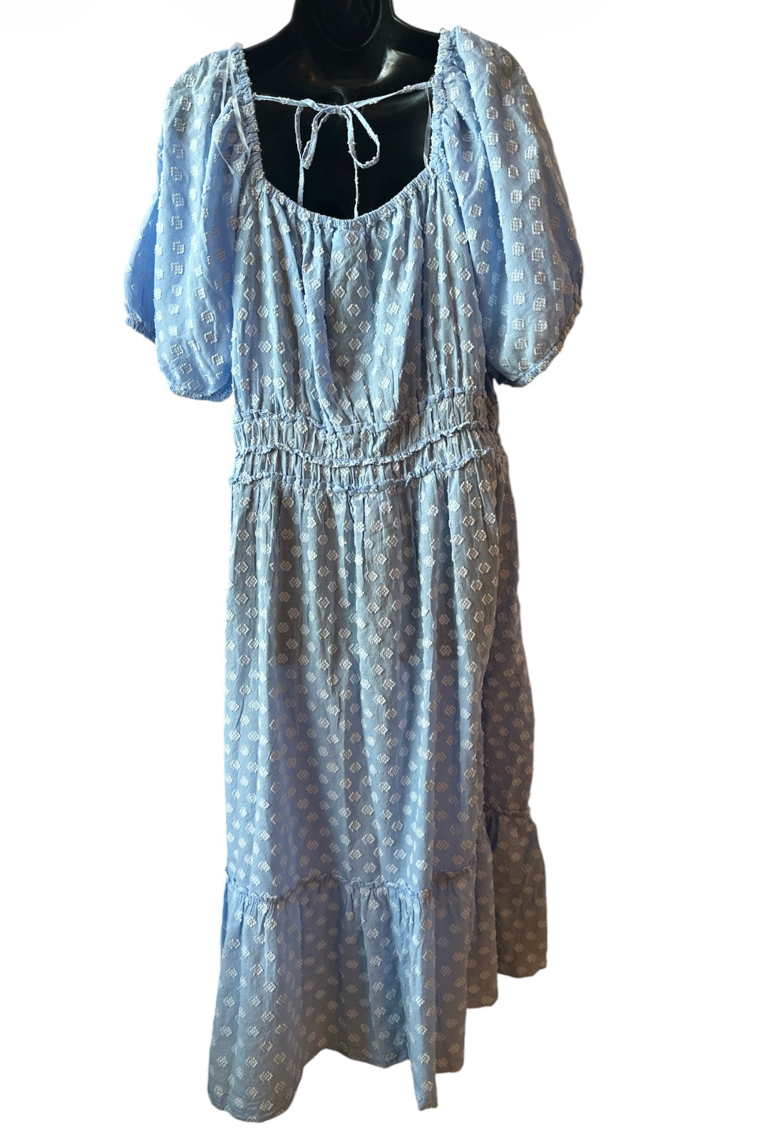 Time and Tru Women’s Puff Sleeve Square Neck Midi Dress