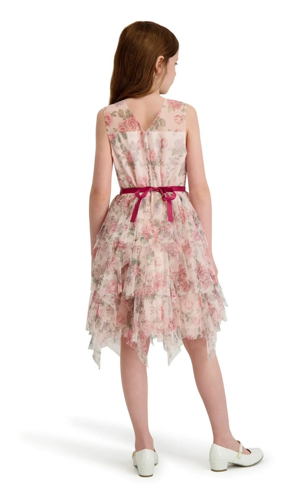 Kensie Girl Floral Mesh Sleeveless Ruffle Dress