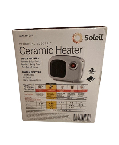 Soleil Electric Personal Ceramic Mini Heater 250W Indoor