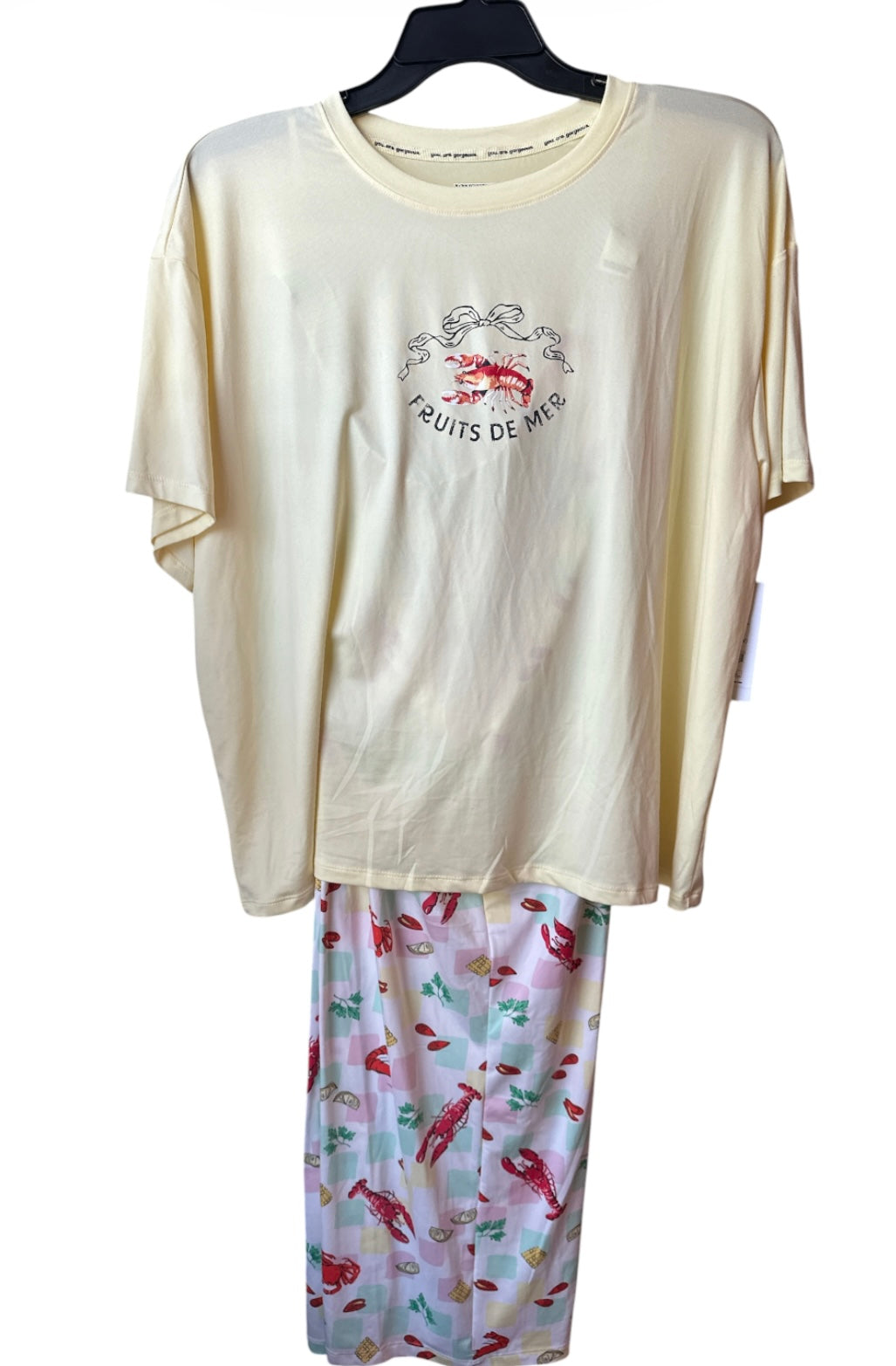 Dreamy Soft Collection Short Sleeve Sleep Top and Open Leg Pants Pajama Set for Women from Joyspun