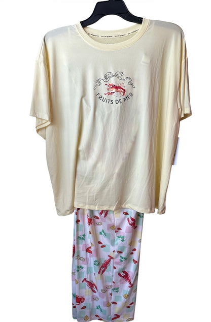 Dreamy Soft Collection Short Sleeve Sleep Top and Open Leg Pants Pajama Set for Women from Joyspun