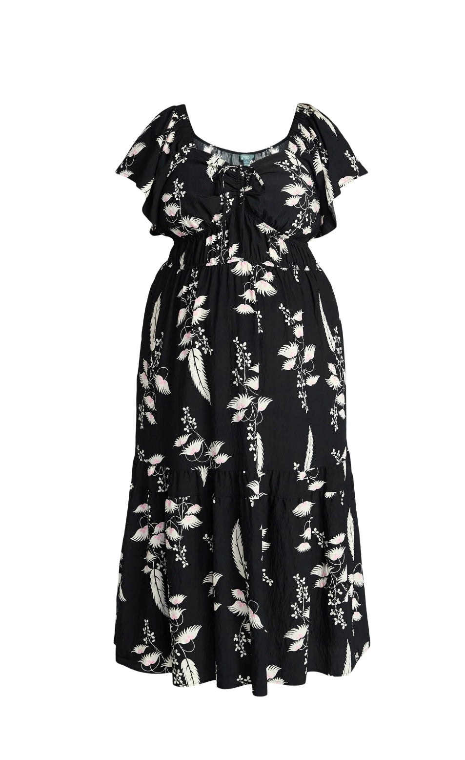 Terra & Sky Women's Plus Size Sweetheart Maxi Dress with Flutter Sleeves