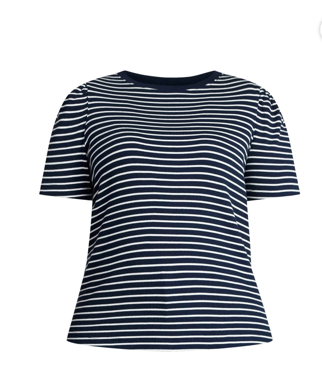 Terra & Sky Women's Plus Size Crewneck Top with Short Puff Sleeves