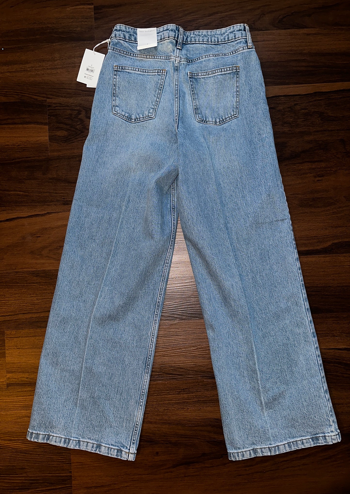 Free Assembly Women's High Rise Relaxed Wide Leg Jeans with Front Crease