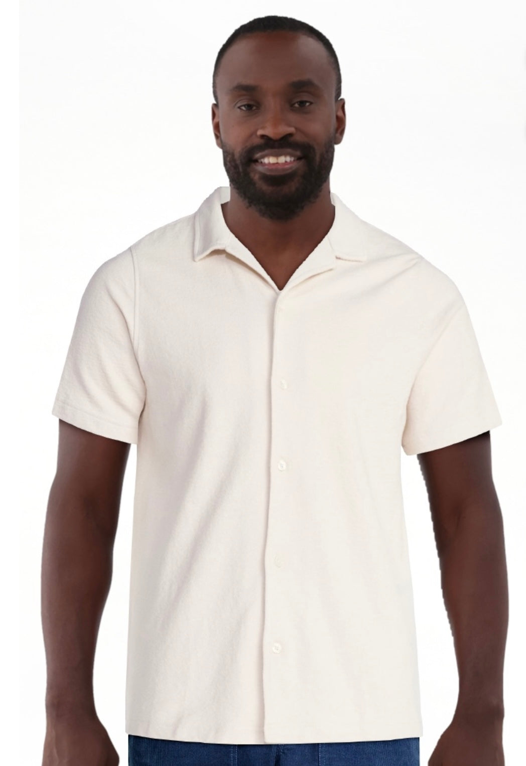 Free Assembly Men's Textured Cotton Camp Shirt with Short Sleeves