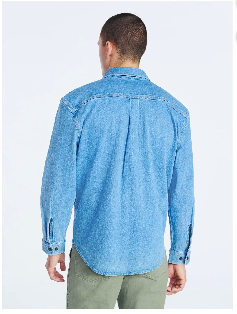 Free Assembly Men's Heavyweight Denim Overshirt with Long Sleeves