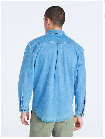 Free Assembly Men's Heavyweight Denim Overshirt with Long Sleeves