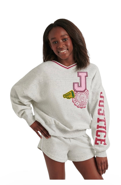 Justice Girls Varsity V-neck Sweatshirt