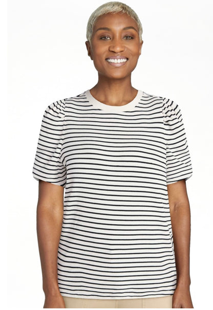 Terra & Sky Women's Plus Size Crewneck Top with Short Puff Sleeves