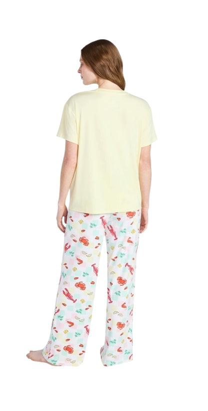 Dreamy Soft Collection Short Sleeve Sleep Top and Open Leg Pants Pajama Set for Women from Joyspun