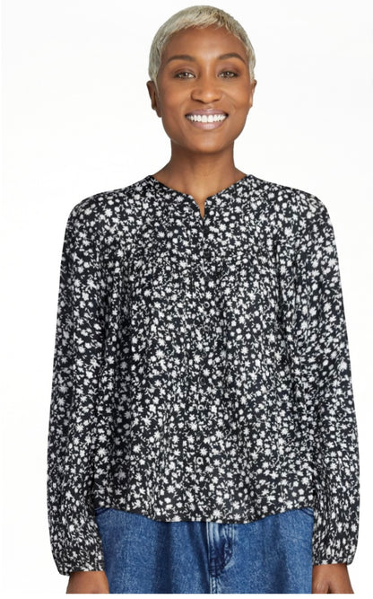 Scoop Women's Flowy Cotton Blouse with Long Sleeves