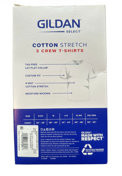 Gildan Men's Cotton Stretch Crew Neck Tee with Short Sleeves, 3-Pack