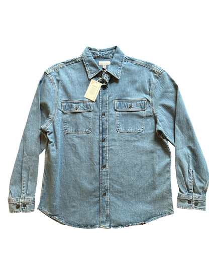 Free Assembly Men's Heavyweight Denim Overshirt with Long Sleeves