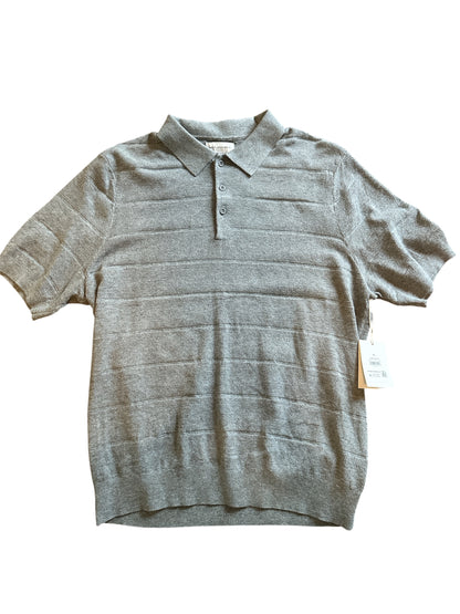 Free Assembly Men's Textured Stripe Polo Sweater with Short Sleeves