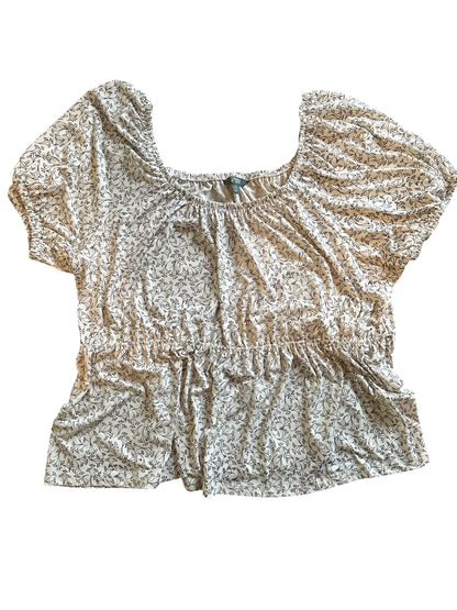 Terra & Sky Women's Peplum Top with Short Puff Sleeves
