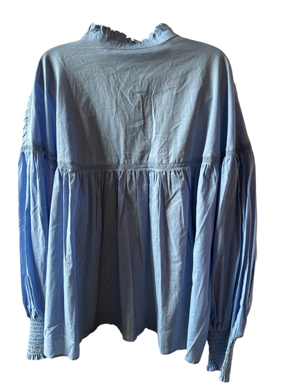 Terra & Sky Women's Plus Size Lace Inset Blouse with Long Sleeves