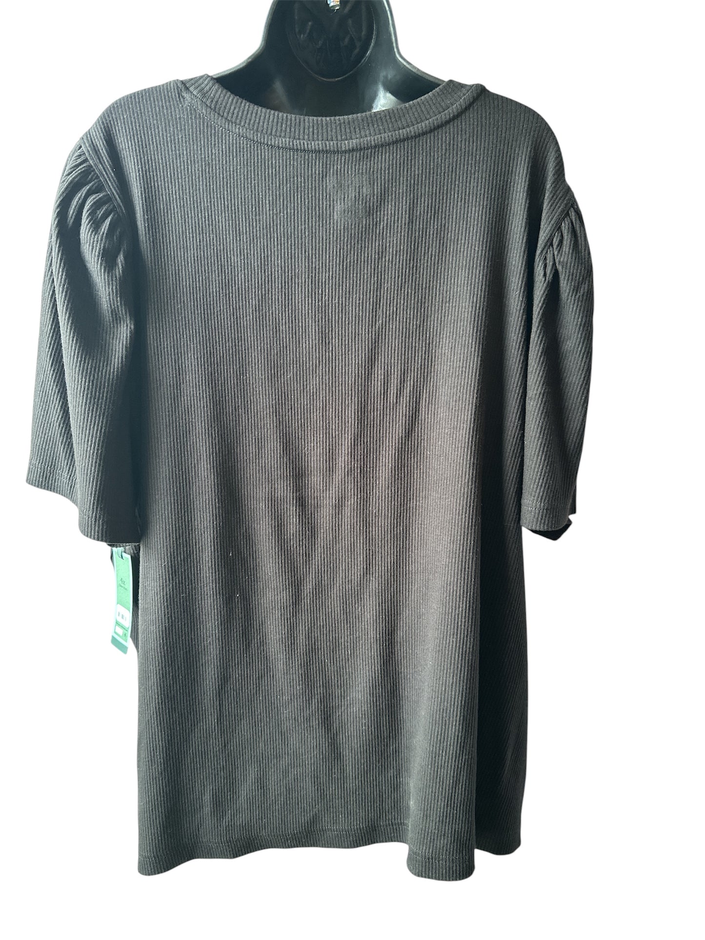Terra & Sky Women's Plus Size Crewneck Top with Short Puff Sleeves