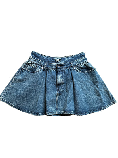 Scoop Women's Denim Mini Skirt with Double Waistband
