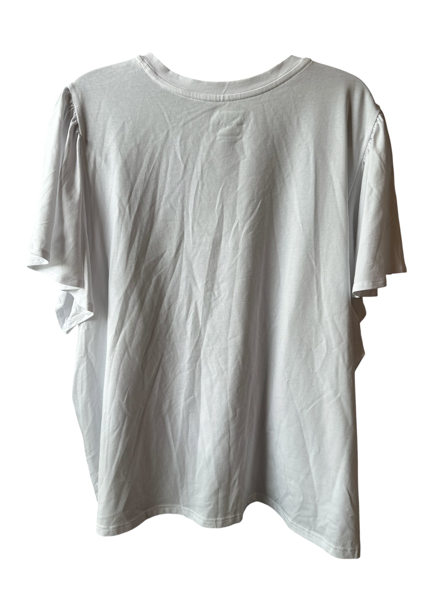 Terra & Sky Women's Plus Size V Neck Tee with Short Flutter Sleeves