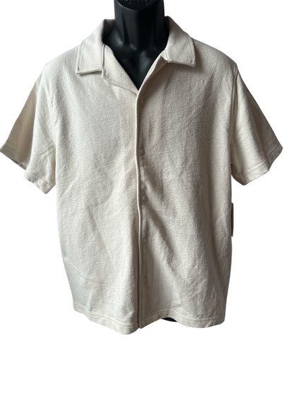 Free Assembly Men's Textured Cotton Camp Shirt with Short Sleeves