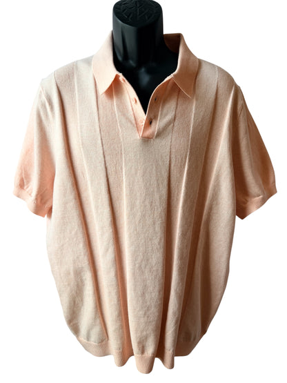 Free Assembly Men's Textured Stripe Polo Sweater with Short Sleeves