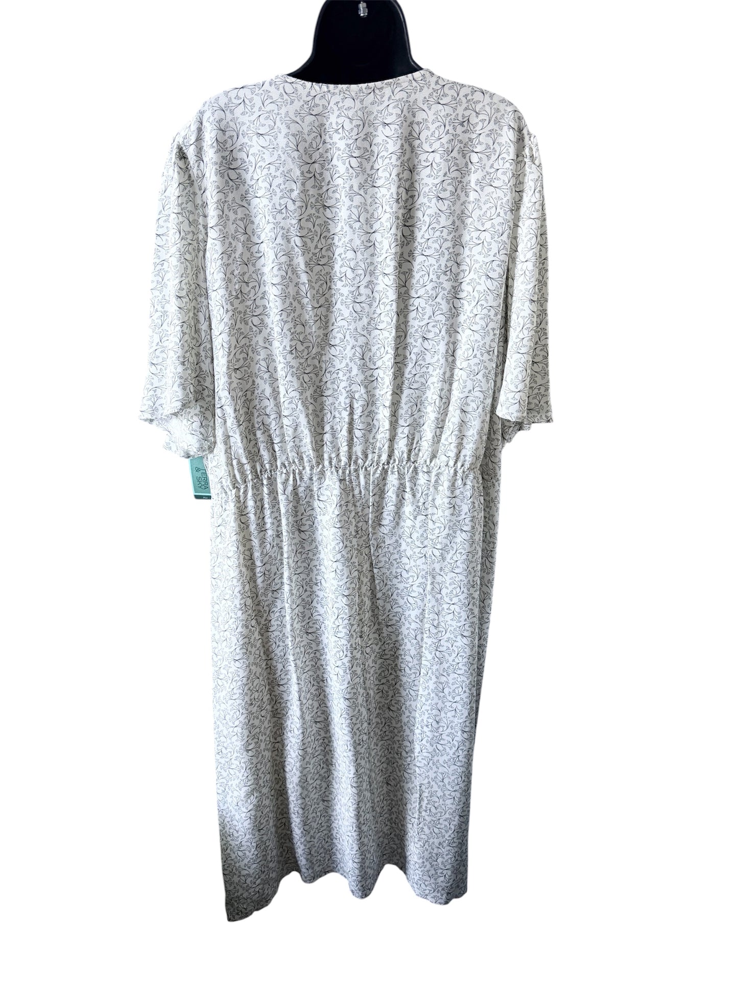 Terra & Sky Women's Plus Size Midi Wrap Dress with Elbow Sleeves