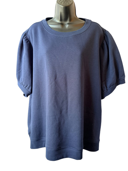Terra & Sky Women's Plus Size Sweatshirt with Short Puff Sleeves