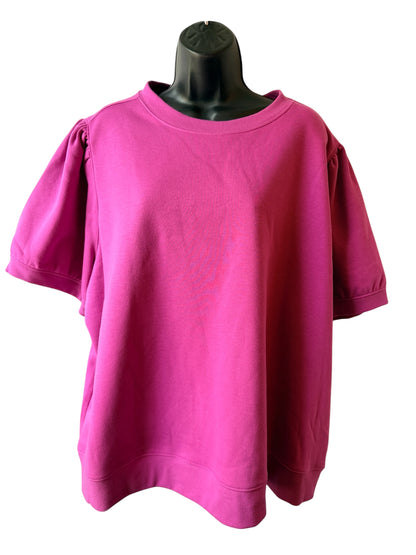 Terra & Sky Women's Plus Size Sweatshirt with Short Puff Sleeves