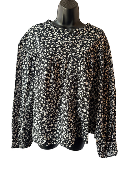 Scoop Women's Flowy Cotton Blouse with Long Sleeves