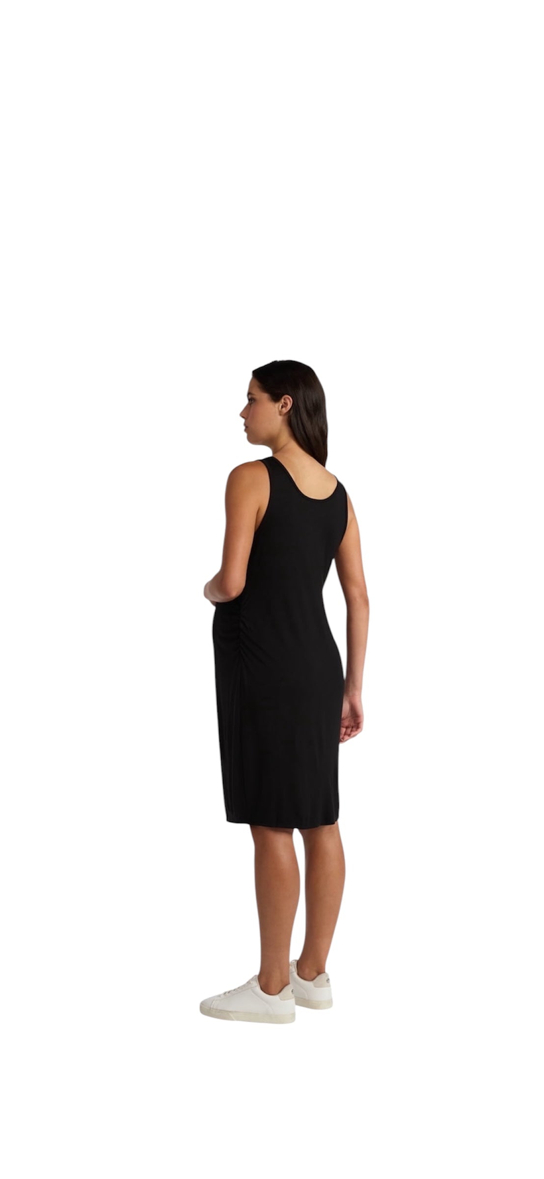 Time & Tru Women’s Maternity Sleeveless Shirred Black Tank Dress