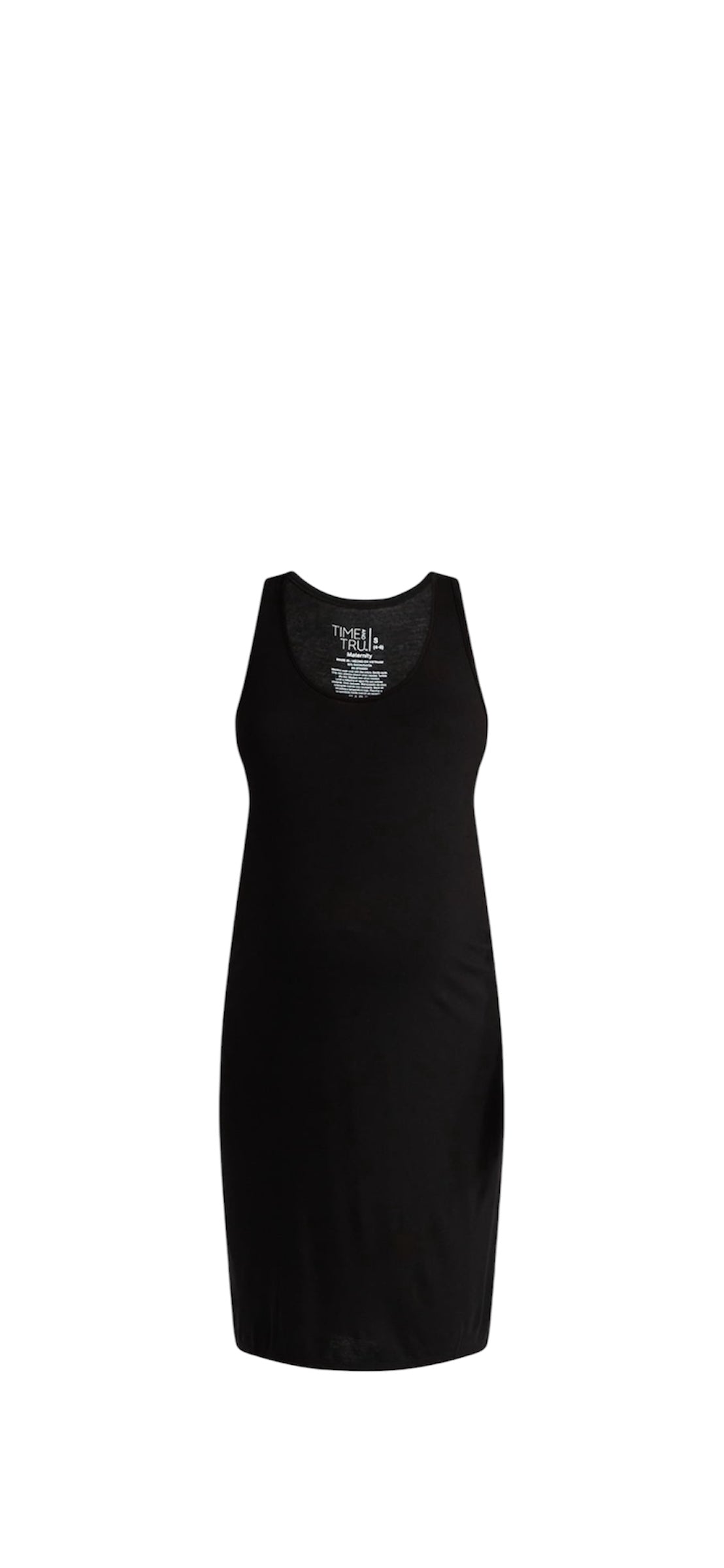 Time & Tru Women’s Maternity Sleeveless Shirred Black Tank Dress