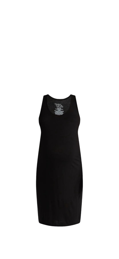 Time & Tru Women’s Maternity Sleeveless Shirred Black Tank Dress