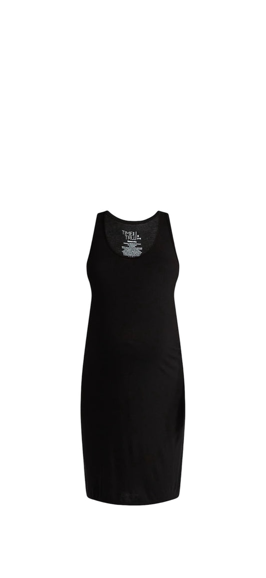 Time & Tru Women’s Maternity Sleeveless Shirred Black Tank Dress