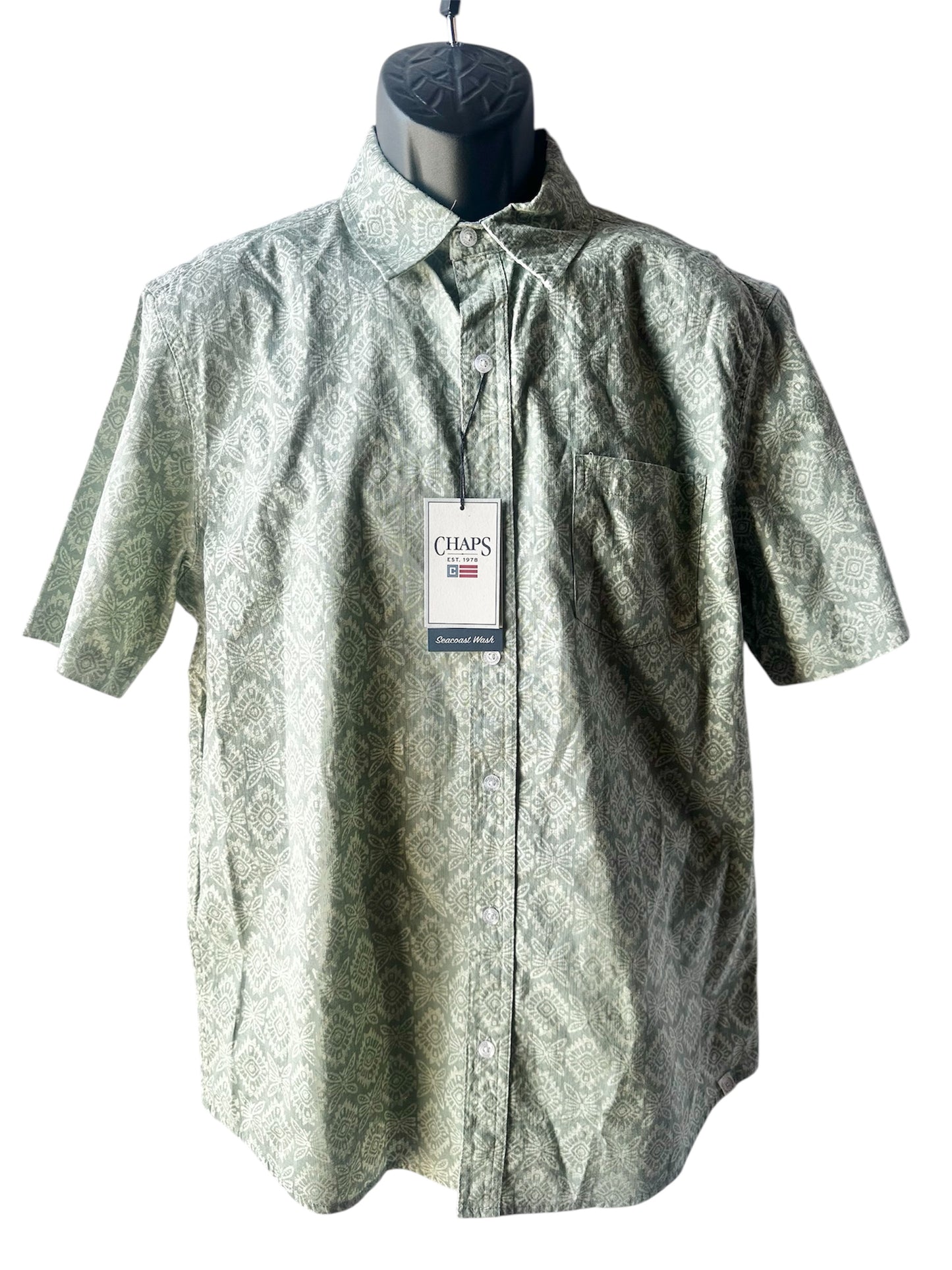 Chaps Men’s Short Sleeve Chambray Woven Shirt, M