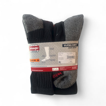 Wrangler Men’s Cushion Crew Socks – 6 Pack, Black